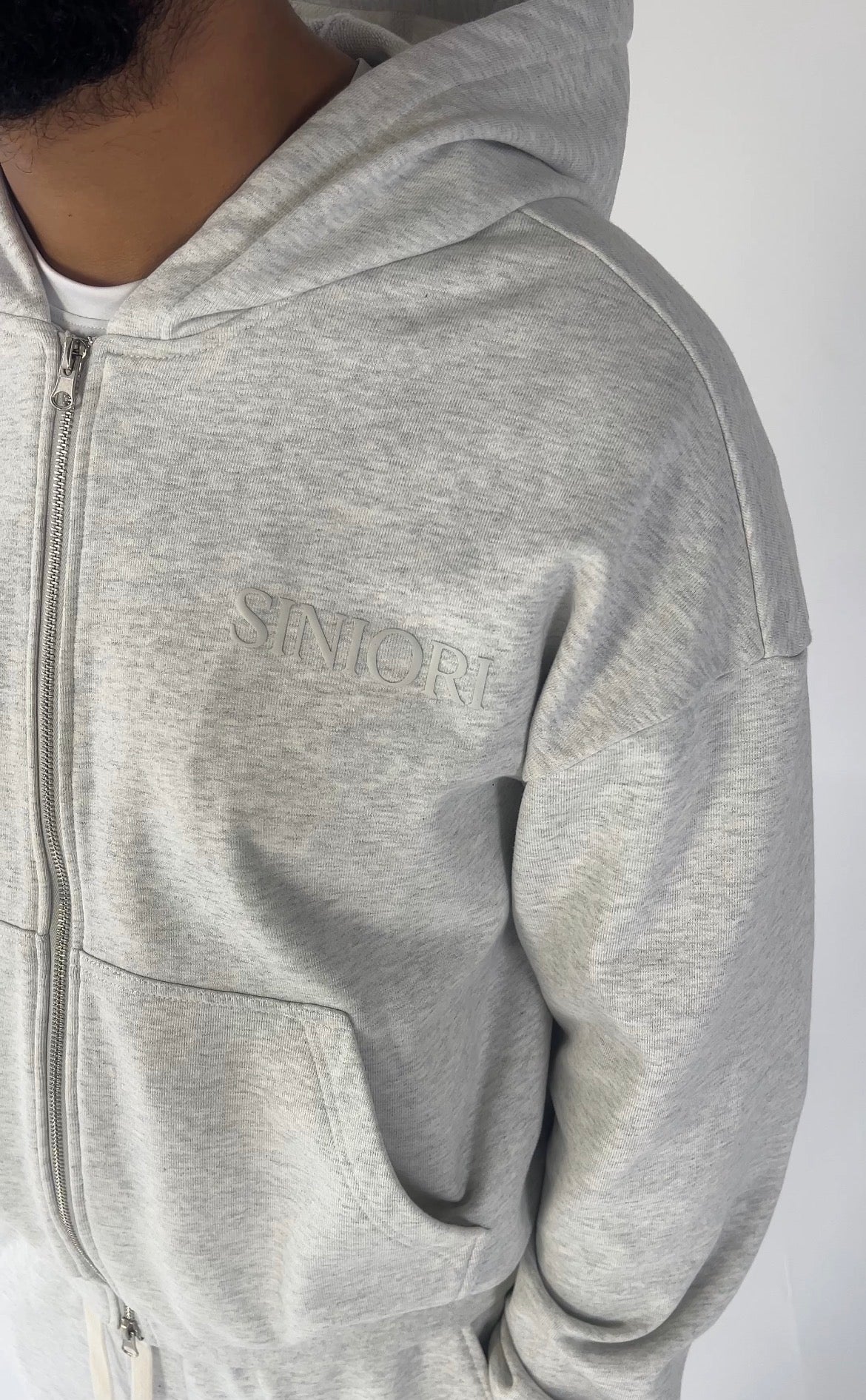 SINIORI CLOUD ZIP UP HOODIE - SOFT MARL GREY
